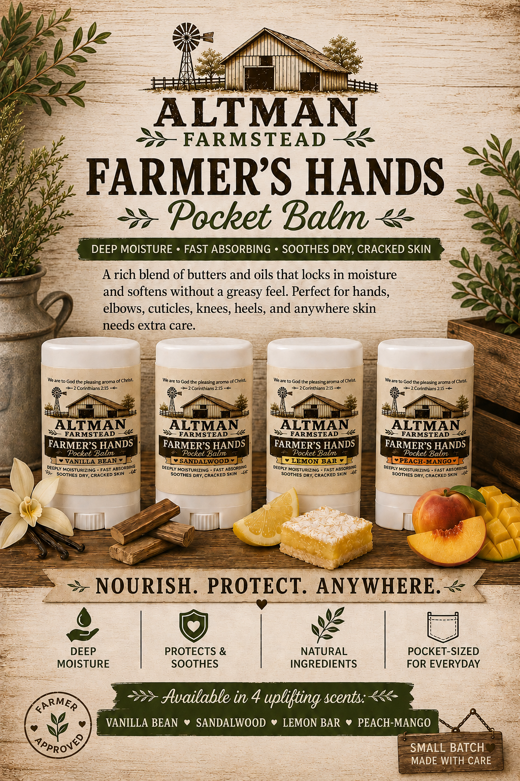 Farmer's Hands Pocket Balm, .34 oz (10ml)